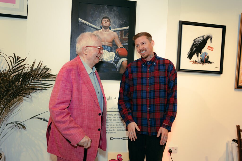 Mr Phantom mental-health artwork displayed at the LAX.BID exhibition and auction in aid of Mind